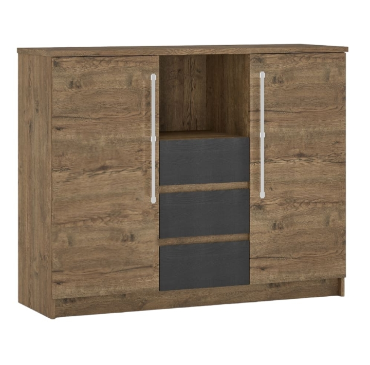 Комод 2Д3Ш Аляска Ш130,8*В104,5*Г42,9 см - Дуб апріл ДСП / Мусонне дерево Львів - фото 1