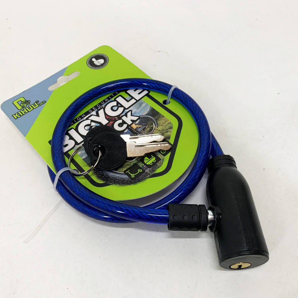 Замок велосипедный KIHUU LOCK 801, 8*65 тросовый, 2 ключа. Цвет: синий KW-27 Львов - изображение 3