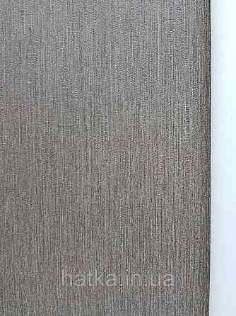 Шпалери вінілові Decoprint Breeze 0.53х10 м однотонні структурні тонка смужка під тканина темно коричневі Київ