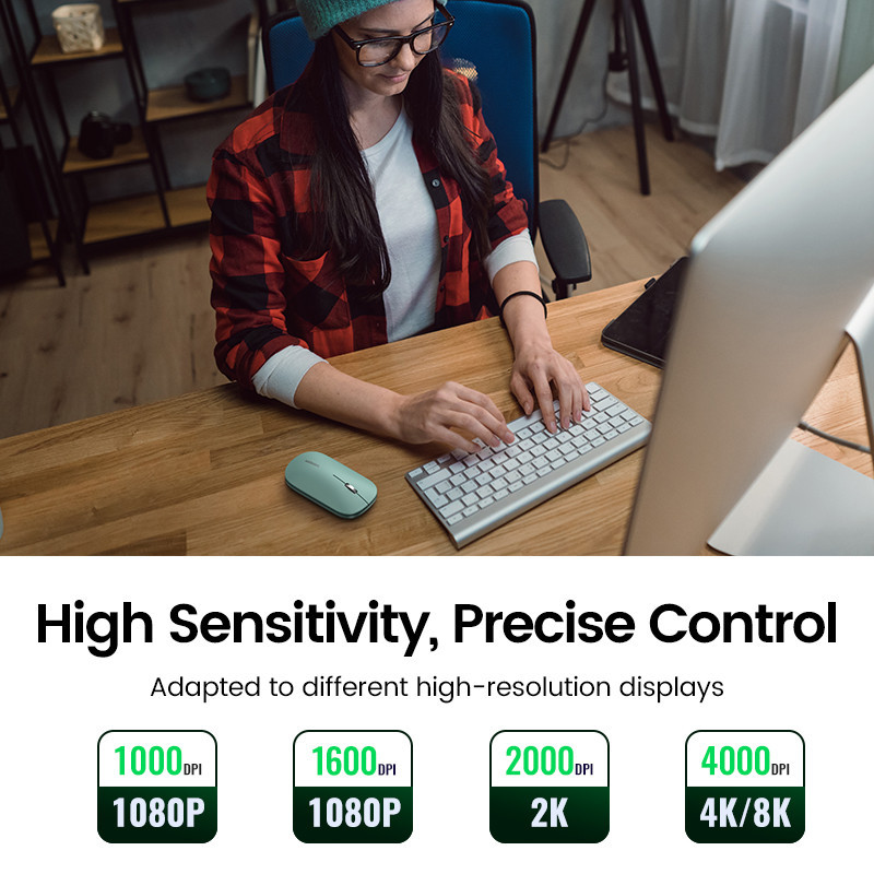 Маніпулятор миша бездротова UGREEN MU001 Portable Wireless Mouse Green Одеса - фото 14