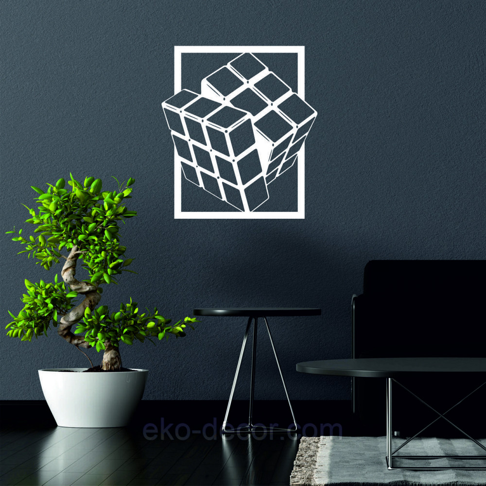 Декоративне настінне Панно «Куб» Декор на стіну Білий, 70*63 см Київ - фото 1