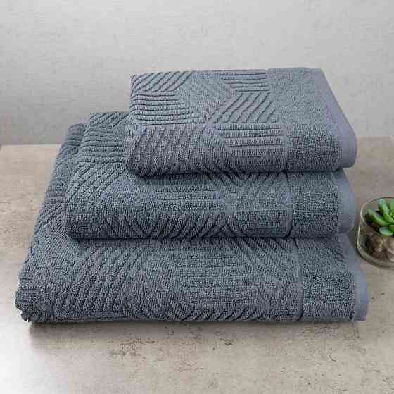 Комплект махровых полотенец Уельс 3шт GM Textile 40х70см, 50х90см, 70х140см 500г/м2 (Темно-Серый) Сумы