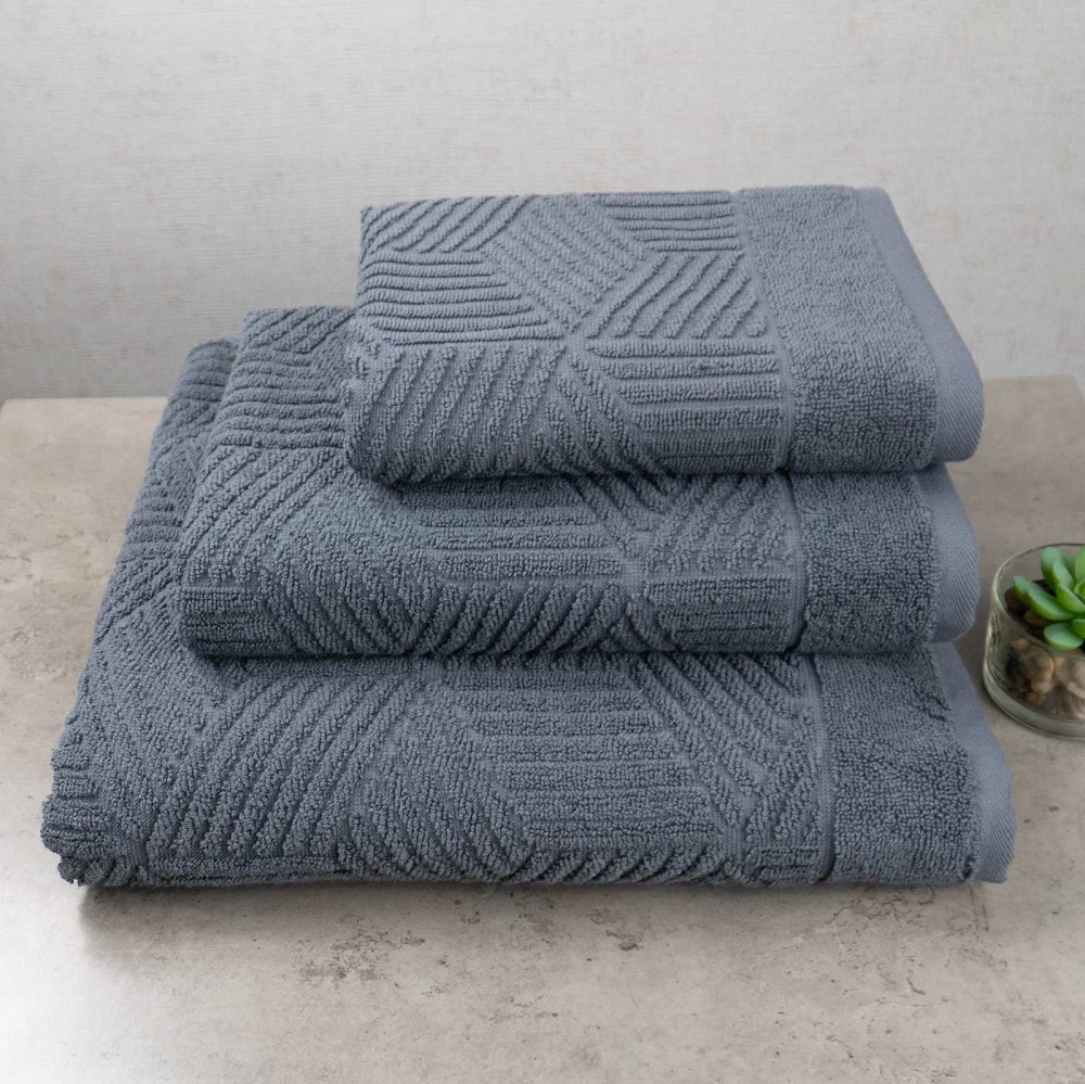 Комплект махровых полотенец Уельс 3шт GM Textile 40х70см, 50х90см, 70х140см 500г/м2 (Темно-Серый) Сумы - изображение 1