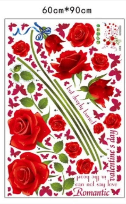 Наклейка декоративна Червоні троянди Київ - фото 3