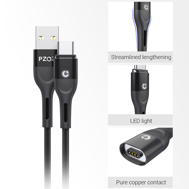 Магнитный кабель Micro USB PZOZ для зарядки и передачи данных (Черный, 1м, 3A) Николаев - изображение 3