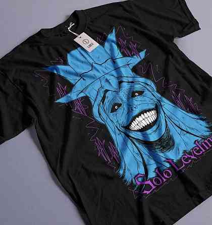 Футболка з аніме принтом Соло Левелінг Сунг Джінвоо оверсайз (S/M/L) Чорний AnimeJ0887 Дніпро