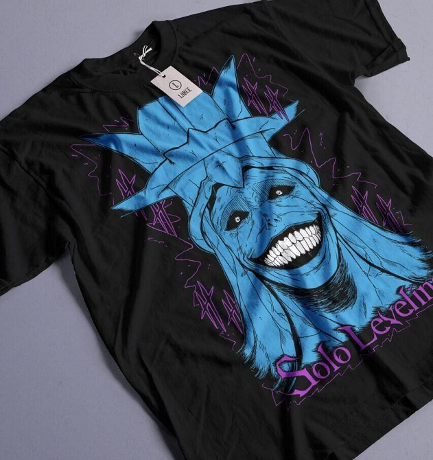 Футболка з аніме принтом Соло Левелінг Сунг Джінвоо оверсайз (S/M/L) Чорний AnimeJ0887 Дніпро - фото 1