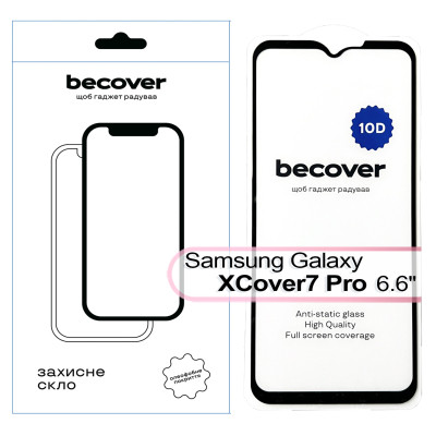 Стекло защитное BeCover Samsung Galaxy XCover7 Pro SM-G766B 10D Black (713554) Винница - изображение 1