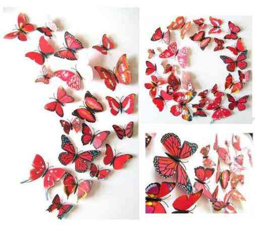 Червоні метелики на магніті - у наборі 12шт. різних розмірів, пластик, в набір також входить скотч Київ