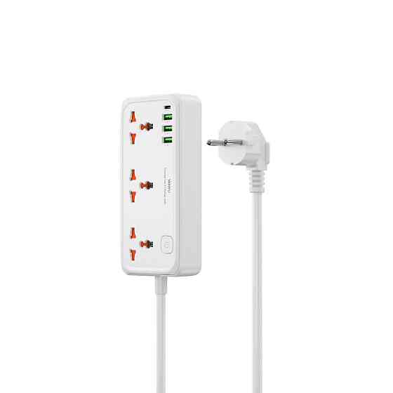 Сетевой удлинитель WIWU 30W Cube Multiple Function GaN Power Strip 1C3A+3 sockets Wi-S005 EU White Одесса