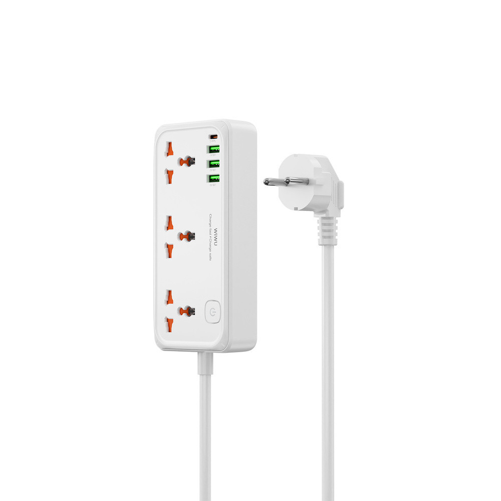Сетевой удлинитель WIWU 30W Cube Multiple Function GaN Power Strip 1C3A+3 sockets Wi-S005 EU White Одесса - изображение 3