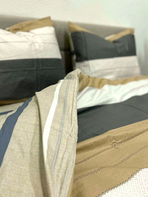 Ecotton Комплект постільної білизни Ecotton двоспальний Сімейний 150х215 см Смуги молочний Коломия - фото 6