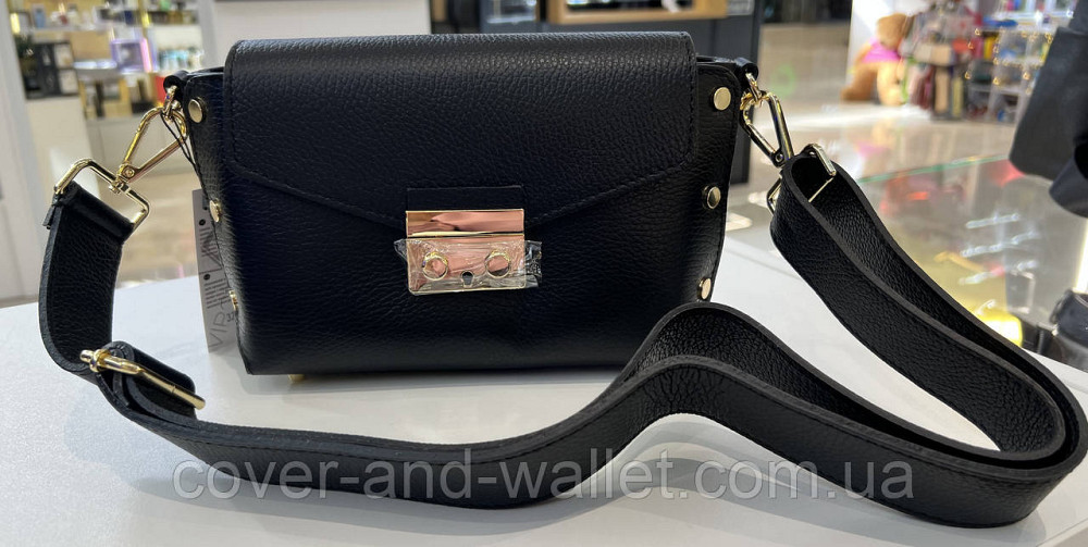 Стильная женская сумка кросс-боди из фактурной кожи черного цвета Virginia Conti Киев - изображение 3