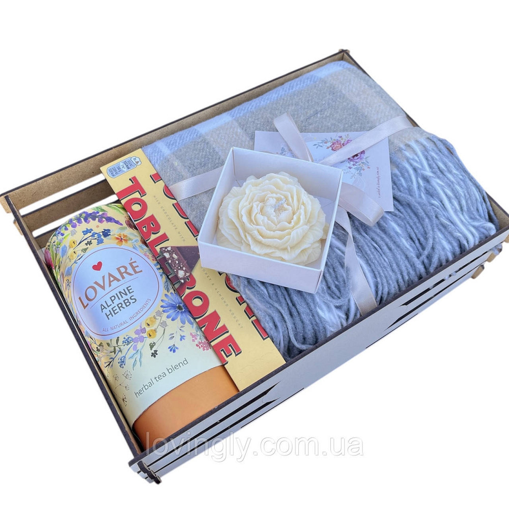 Затишний подарунковий набір з пледом, чаєм, шоколадом і свічкою Ірпінь - фото 5