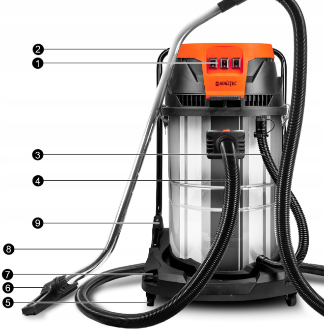 Промисловий пилосос трьох-турбінний 80 л Maltec (Польща) Київ - фото 5
