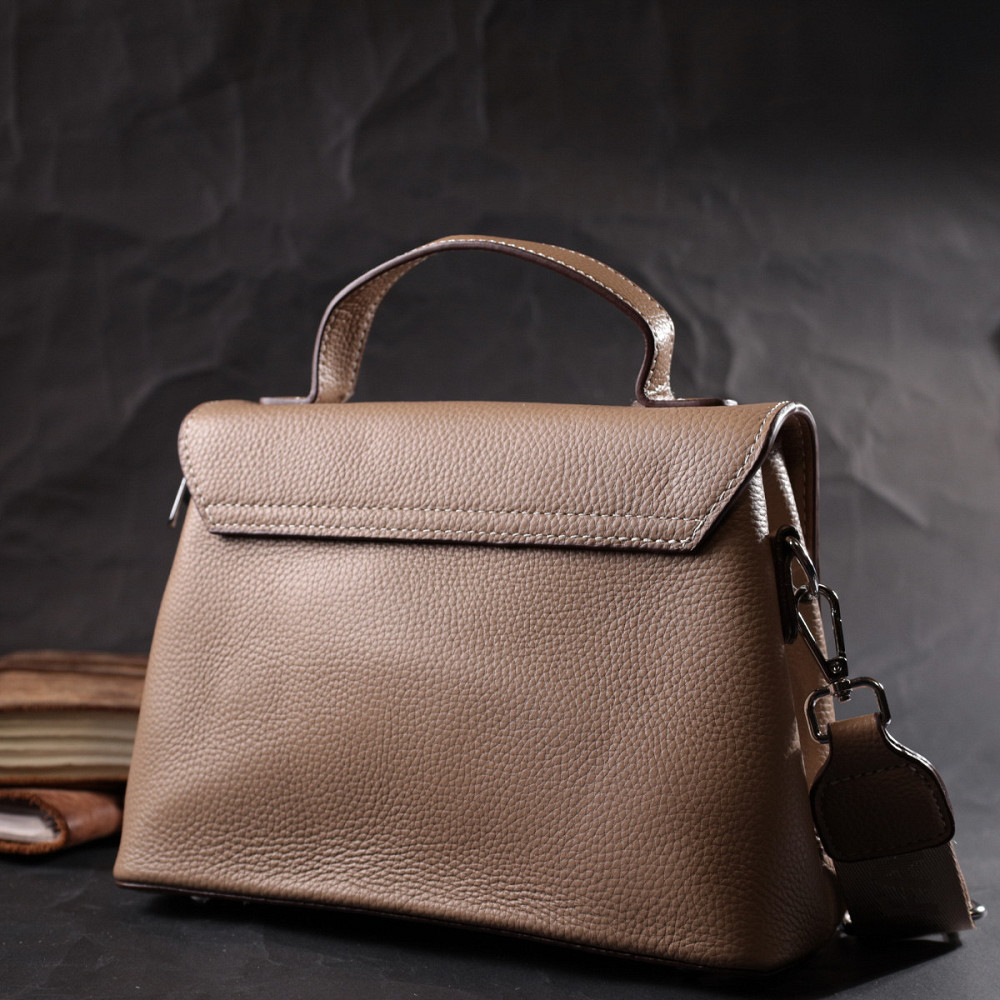 Женская сумка сэтчел из натуральной кожи Vintage 22292 Бежевая Киев - изображение 10