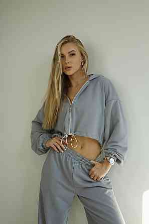 Женский трендовый базовый спортивный костюм трехнить петля Серый, 46/48 Одесса