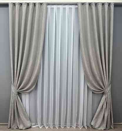 Комплект штор VR-Textil Жакард Viva Marmo № 1781ш Світло-сірий 150х290 см 2 шт (33-0732) Київ