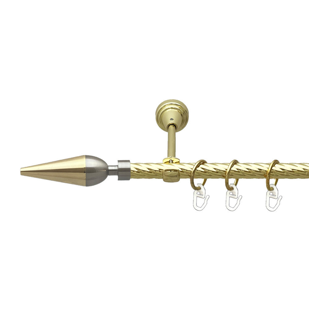 Карниз Orvit Лінея металевий однорядний відкритий скручена труба кільце металеве Золото 16 мм 160 см (00-00024804) Львів - фото 1