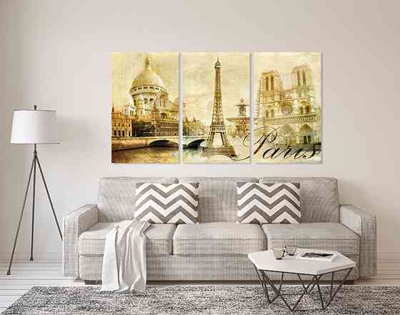 Модульна картина у вітальню/ спальню  Париж   ART-298_3A 100х150 см Київ