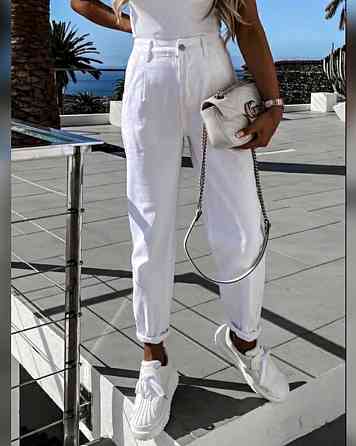 Вкорочені штани-балони "Regular" оптом | Розпродаж моделі Білий, 46 Київ