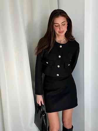 Твідовий жіночий костюм з піджаком та спідницею Чорний 42/46 Харків