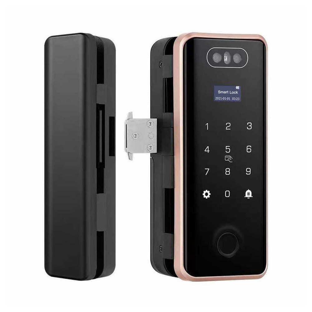 Замок біометричний автономний на скляні двері Trinix TRL-4401BG Tuya з WiFi, розпізнаванням облич, зчитувачем відбитків пальців і Киев - изображение 3