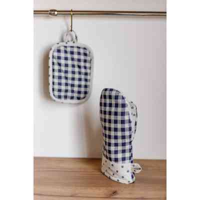Кухонная прихватка Прованс Набор рукавица 29х15 и прихватка 15х20 Синяя клетка Синяя клетка (035696) Винница