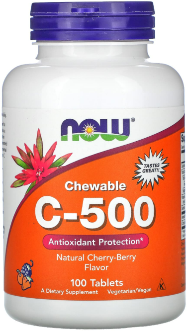 Витамин С-500 Now Foods Chewable Vitamin C вишневый и ягодный вкус 100 таб Киев - изображение 1