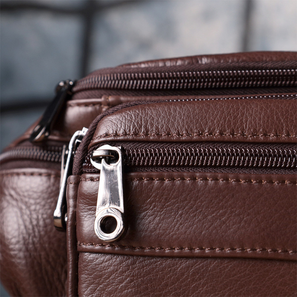 Практичная бананка для мужчин из натуральной кожи Vintage sale_15107 Темно-коричневый Киев - изображение 10