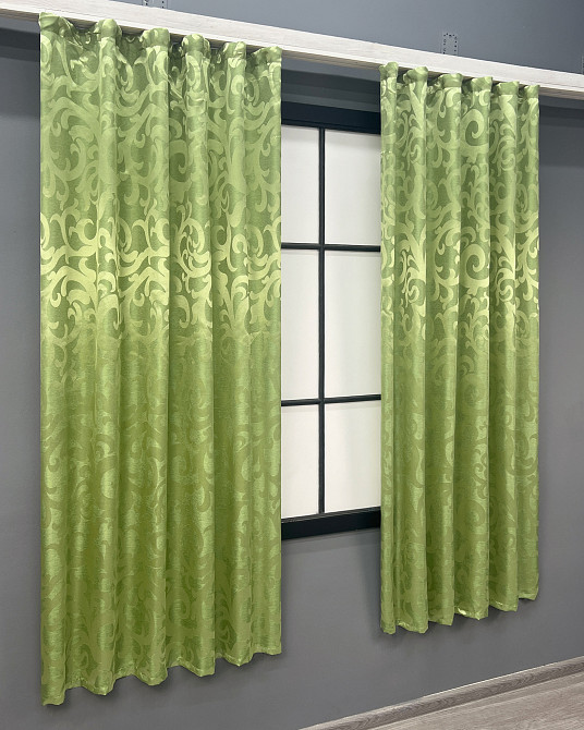Комплект готових штор VR-Textil Жакард Вензель № 297ш Салатовий 130х170 см 2 шт (35-0406) Київ - фото 3