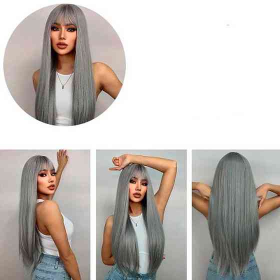 Перука рівна аніме з довгим чубчиком "Попелястий" - 70см Вінниця