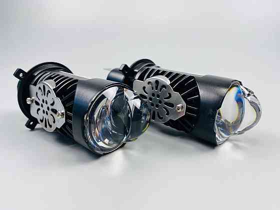 Лампа світлодіодна комплект 2 шт 12 V 65 W set (реальних ватів) LED + подвійна лінза + чітка світлотінева гр Мукачево