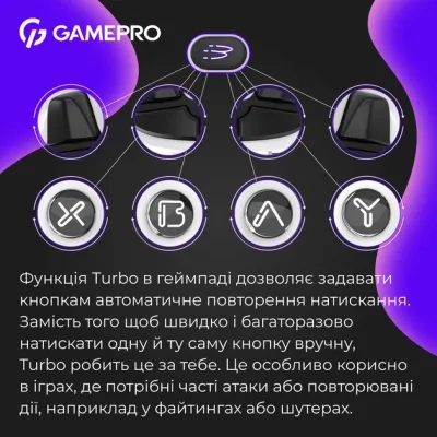 Геймпад GamePro GPX13W 2.4G/BT 5.1/USB/PC/iOS/Android RGB White (GPX13W) Вінниця