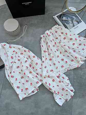 Женская принтованная пижама двойка из натурального муслина Молочный 3, 42/44 Одесса