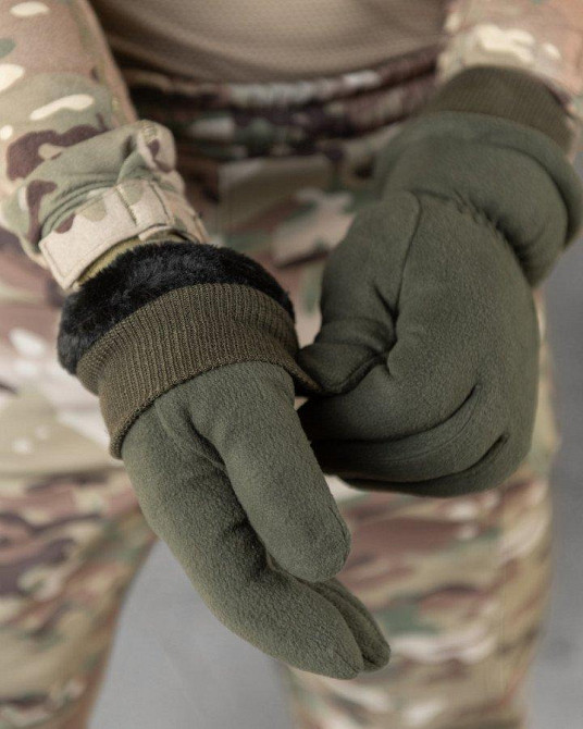 Перчатки тактичні чоловічі на флісі олива Одеса - фото 9