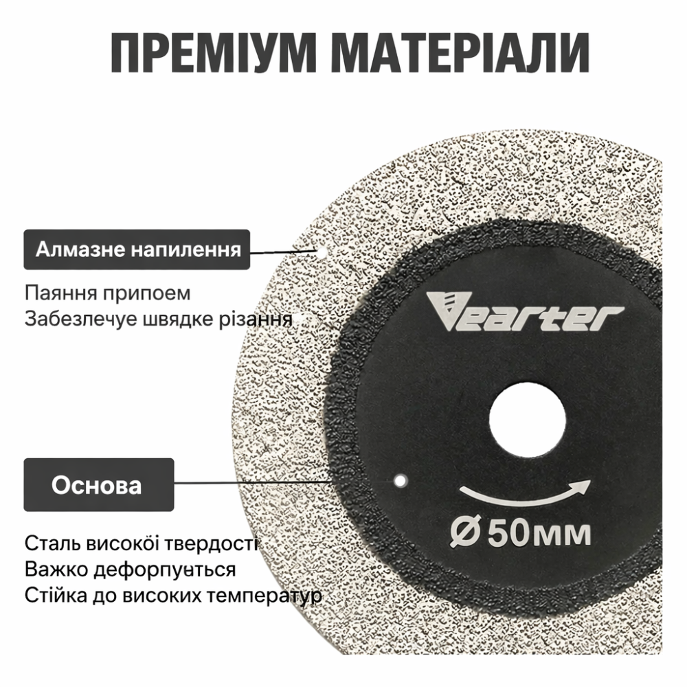 Алмазний диск для різання скла та плитки 50 мм з перехідником M14, набір 5 дисків + 1 тримач (412303673) Київ - фото 5