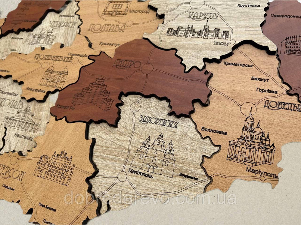 Дерев'яна карта України "калина" 100х70 Вижниця - фото 7