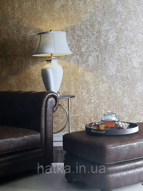 Обои виниловые на флизелине Marburg Atelier 31409 метровые лофт под бетон коричневые золото серебро Киев - изображение 2