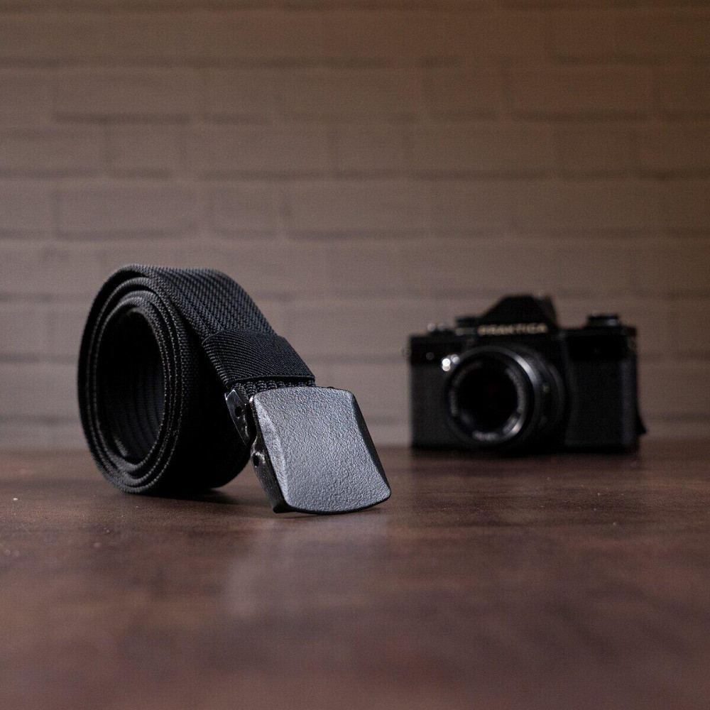 Плотный текстильный мужской ремень Vintage 20227 Черный Киев - изображение 5