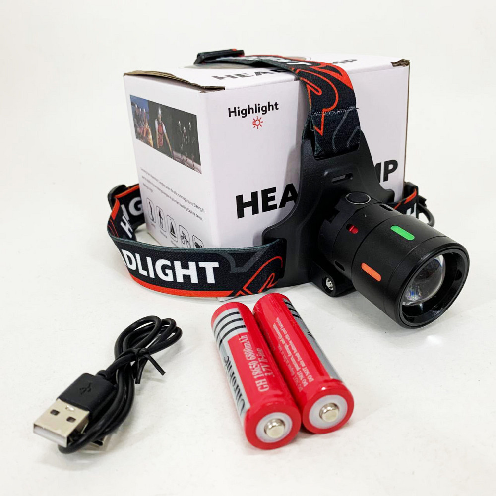 Тактичний налобний ліхтар на акумуляторі, Потужний налобний ліхтар для риболовлі прожектор HF-80 Львів - фото 2