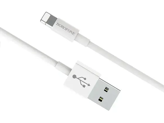 Кабель USB - Lightning Borofone BX22 1м 2А швидка зарядка для iPhone iPad шнур із захисним чіпом білий Одеса