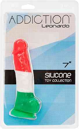 Кольоровий фалоімітатор ADDICTION - LEONARDO - 7 "- 3 COLOURS, 17,8 см, силікон, вібропуля в подарун Sex Aura Київ