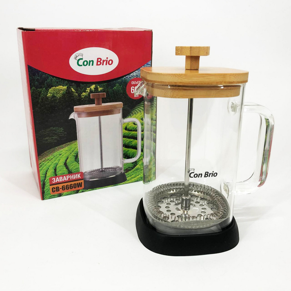 Міцний френч-прес з нержавіючої сталі Con, Френч-прес з якісного матеріалу, Скляний заварник AZ-74 Івано-Франківськ - фото 1