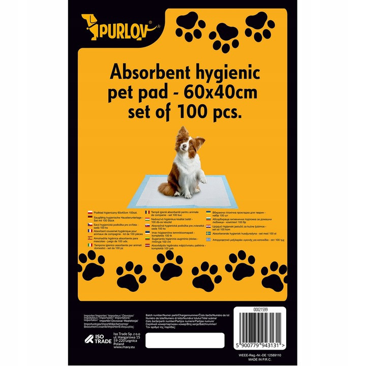 Комплект пеленок поглощающих 60х40 см 100 шт для животных + 2 рулона пакетов Purlov (21599) Нововолынск - изображение 5