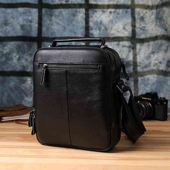 Деловая мужская сумка с ручкой для переноса в руке из натуральной кожи Vintage 23034 Черный Киев