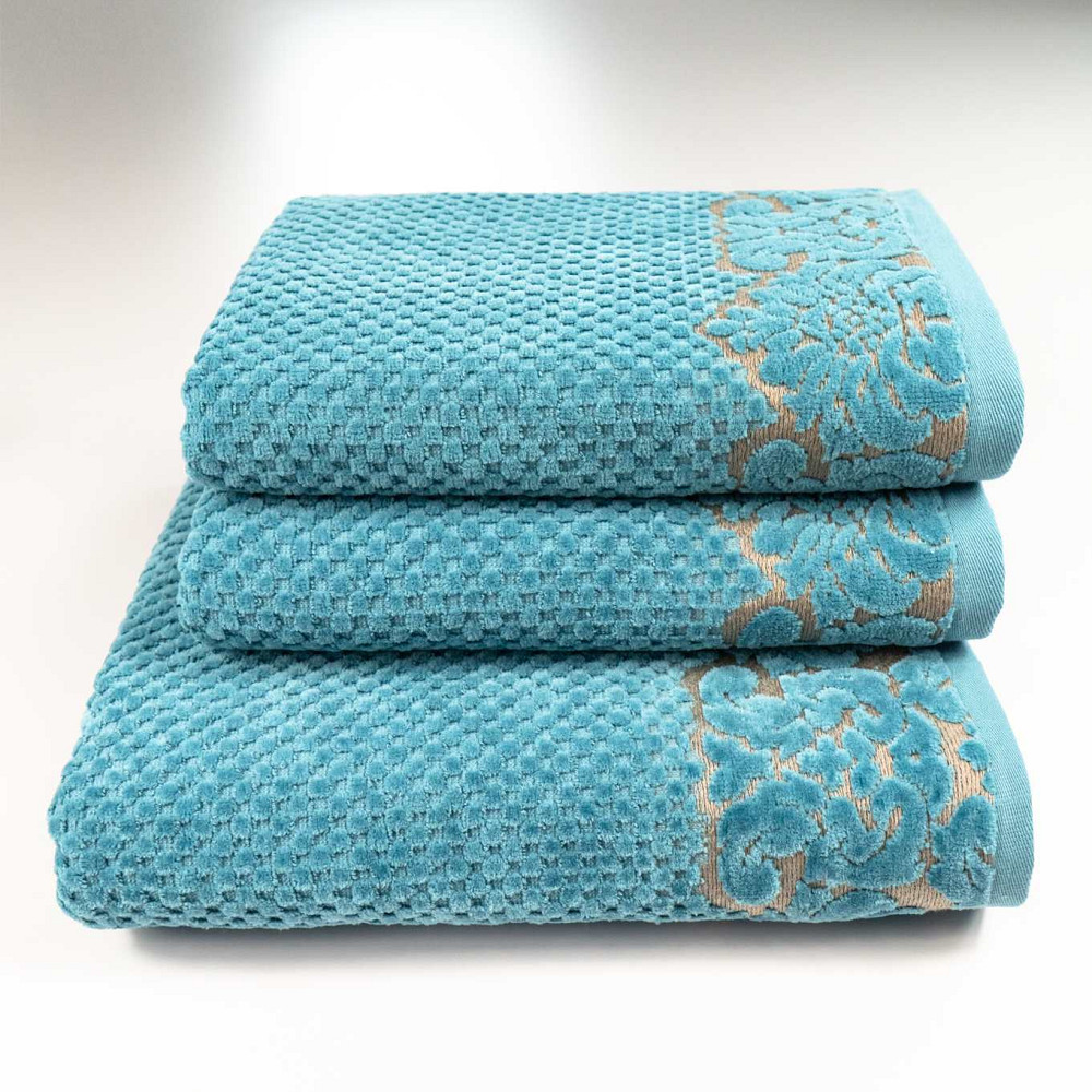 Набір махрових рушників 3шт 50x90см, 50x90см, 70x140см Damask Преміум якості Жакардове з велюром 550 Суми - фото 1