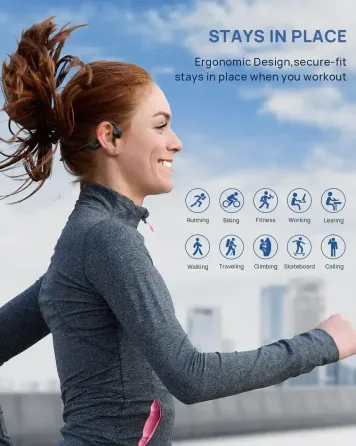 Беспроводные наушники с костной проводимостью Bluetooth 5.2, Open-Ear, до 8 часов, микрофон, IP54, 25 г, для спорта Киев