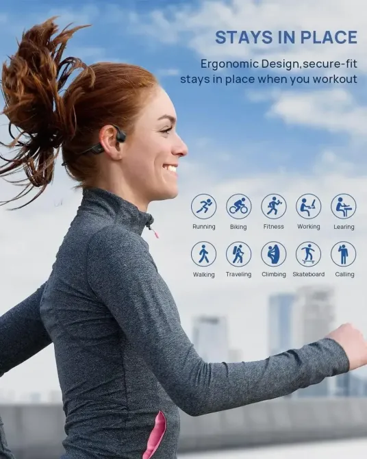Беспроводные наушники с костной проводимостью Bluetooth 5.2, Open-Ear, до 8 часов, микрофон, IP54, 25 г, для спорта Киев - изображение 3