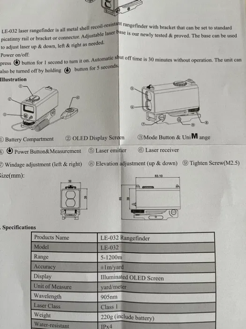 Портативный лазерный дальномер Охота LE032 до 1200м Винница - изображение 9